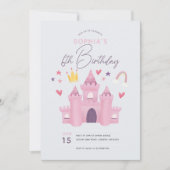 Girls Niedlich Pink Princess Palace 6. Geburtstag Einladung (Vorderseite)