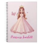 Girls Niedlich Pink Princess Personalisiert Notebo Notizblock (Vorderseite)