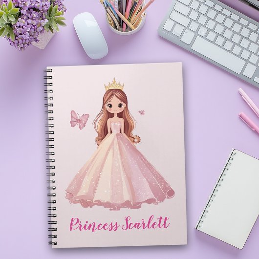 Girls Niedlich Pink Princess Personalisiert Notebo Notizblock