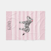 Girls Niedlich Pink Safari Zebra und Name Fleecedecke (Vorderseite (Horizontal))