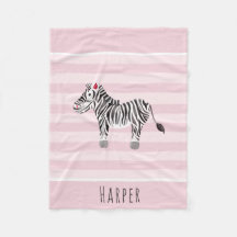 Girls Niedlich Pink Safari Zebra und Name