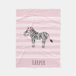 Girls Niedlich Pink Safari Zebra und Name Fleecedecke