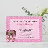 Girls Niedlich Puppy Dog Baby Shower Einladung (Stehend Vorderseite)