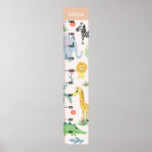 Girls Niedlich Safari Animals Growth Chart