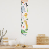 Girls Niedlich Safari Tiere Elephant Growth Chart Poster (Küche)