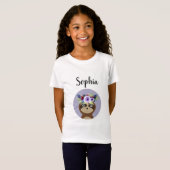 Girls Niedlich Sloth Cartoon Wasserfarben Blume &  T-Shirt (Vorne ganz)