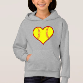 Girls Niedlich Softball Heart Hoodie Sweatshirt
