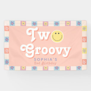 Girls Niedlich Two Groovy Boho 2. Geburtstag Banner