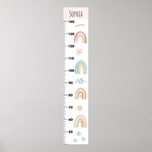 Girls Niedlich Watercolor Boho Rainbow Growth Char Poster