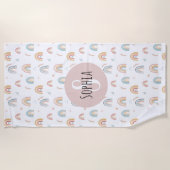 Girls Niedlich Watercolor Rainbow Pattern Kids Boh Strandtuch (Vorderseite)