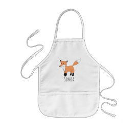 Girls Niedlich Woodland Fox Cartoon und Name Kinderschürze