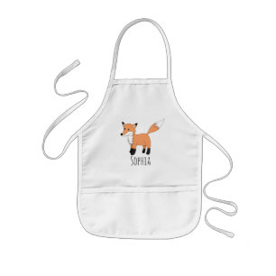 Girls Niedlich Woodland Fox Cartoon und Name Kinderschürze
