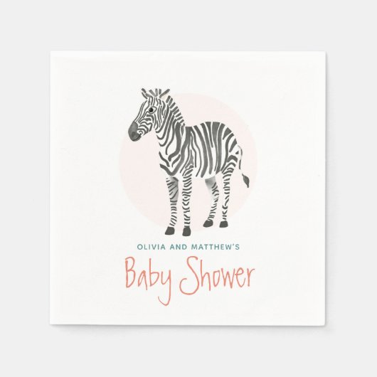 Girls Niedlich Zebra Safari Baby Shower Serviette (Vorderseite)
