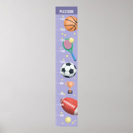 Girls Niedliche Lila Metric Sports Growth Chart Poster