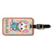 Girl's Niedlicher Cartoon Kitty Cat Name Gepäckanh