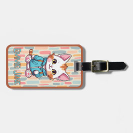 Girl's Niedlicher Cartoon Kitty Cat Name Gepäckanh Gepäckanhänger