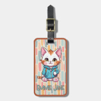 Girl's Niedlicher Cartoon Kitty Cat Name Gepäckanh