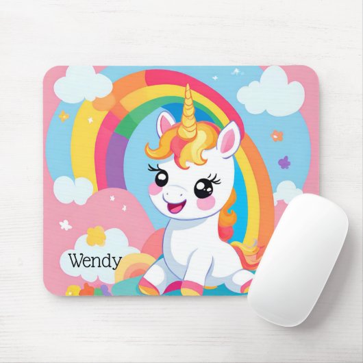 Girls Niedlicher Einhorn-Regenbogen-Individuelle N Mousepad (Mit Mouse)