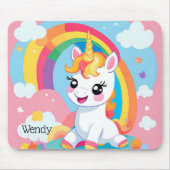 Girls Niedlicher Einhorn-Regenbogen-Individuelle N Mousepad (Vorne)