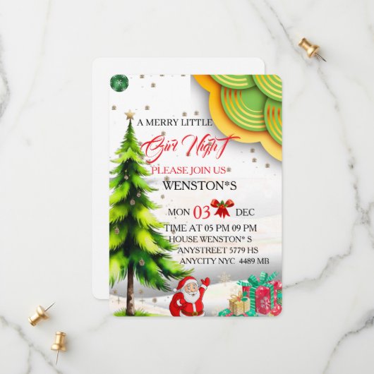 Girls Night Christmas Party Invitation, Friendsmas Save The Date (Vorderseite/Rückseite Beispiel)