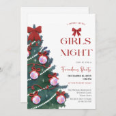 Girls Night Christmas tree Party Invitation Einladung (Vorne/Hinten)