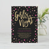 Girls Night Confetti Junggeselinnen-Abschied Einla Einladung (Stehend Vorderseite)