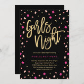 Girls Night Confetti Junggeselinnen-Abschied Einla Einladung (Vorne/Hinten)