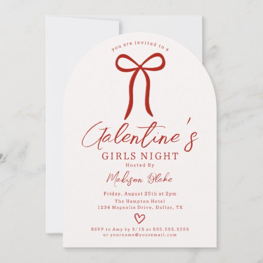 Girls Night Galentine's Day Invitation Einladung (Vorderseite)
