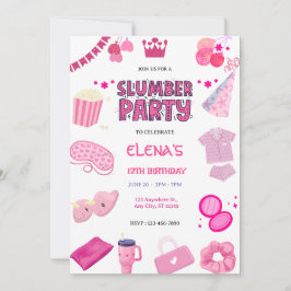 Girls Night In Slumber Pajama Party Pink Birthday Einladung