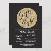 Girls Night Out Black and Gold Glitzer Einladung (Vorne/Hinten)