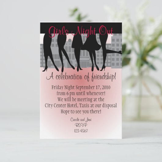 Girls Night Out Einladung (Stehend Vorderseite)