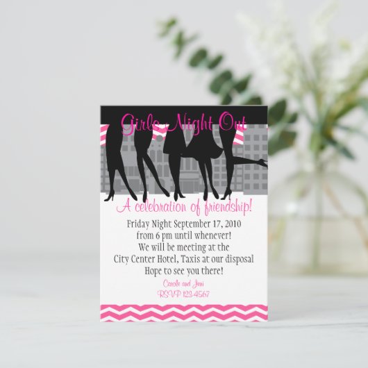 Girls Night Out Einladung (Stehend Vorderseite)
