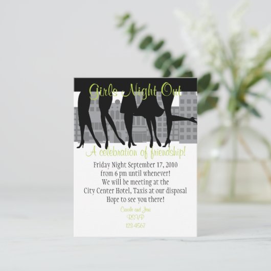 Girls Night Out Einladung (Stehend Vorderseite)