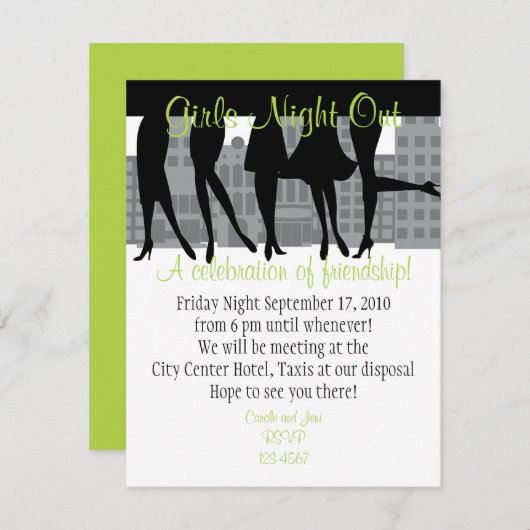 Girls Night Out Einladung (Vorne/Hinten)