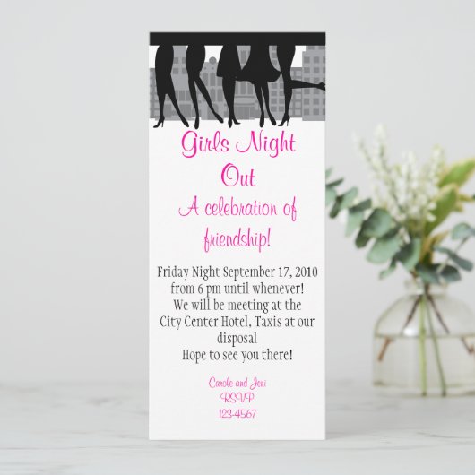 Girls Night Out Einladung (Stehend Vorderseite)