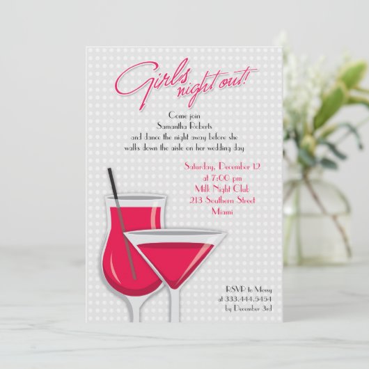 Girls Night Out Flat Einladung (Stehend Vorderseite)