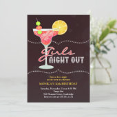 Girls Night Out Geburtstagsparty Einladung (Stehend Vorderseite)