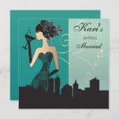 Girls Night Out Party - Aquamarin Einladung (Vorne/Hinten)