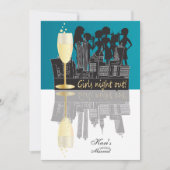 Girls Night Out Party Celebration| Blau Einladung (Vorderseite)