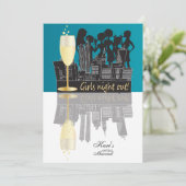 Girls Night Out Party Celebration| Blau Einladung (Stehend Vorderseite)