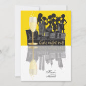 Girls Night Out Party Celebration | Gelb Einladung (Vorderseite)