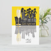 Girls Night Out Party Celebration | Gelb Einladung (Stehend Vorderseite)