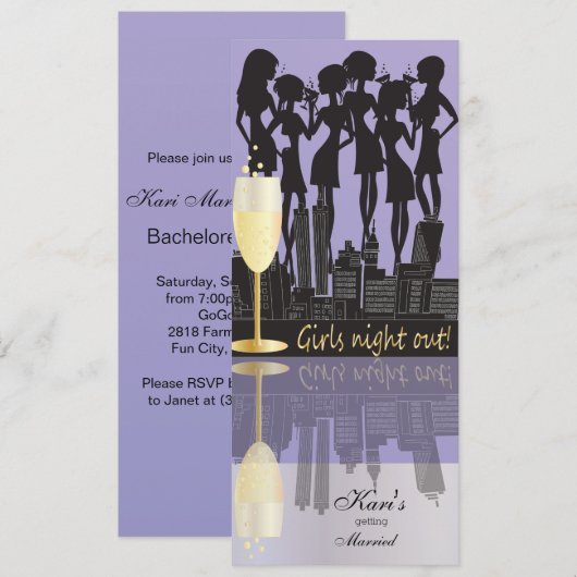 Girls Night Out Party Celebration | Lavendel Einladung (Vorne/Hinten)