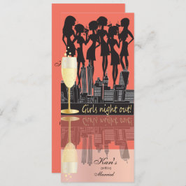 Girls Night Out, Party on Town - Coral Peach Einladung