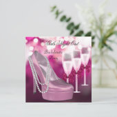 Girls Night Out Pink Shoes Hi Heelses Champagne Einladung (Stehend Vorderseite)