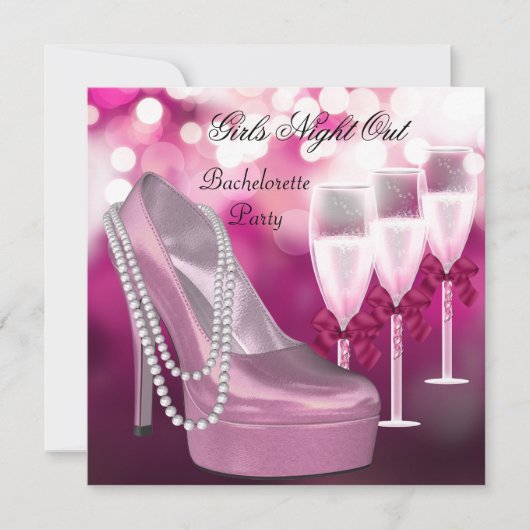 Girls Night Out Pink Shoes Hi Heelses Champagne Einladung (Vorderseite)