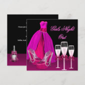 Girls Night Out Pink Shoes Hi Heelses Champagne Einladung (Vorne/Hinten)