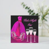 Girls Night Out Pink Shoes Hi Heelses Champagne Einladung (Stehend Vorderseite)