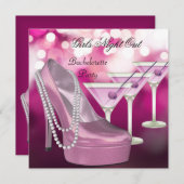 Girls Night Out Pink Shoes Hi Heelses Martini Einladung (Vorne/Hinten)