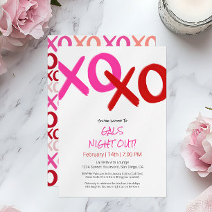 Girls Night Out Pink XOXO Rotes Galentinisches Par Einladung
